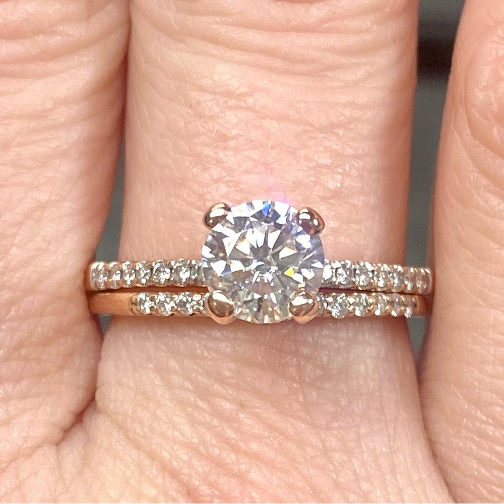 10k Rose Gold 1.5 Carat Genuine Diamond Bridal Set Engagement Ring Wedding Band